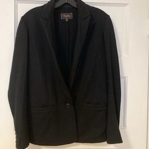 Buckley Tailors x Madewell black boiled wool blazer